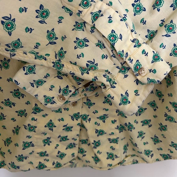Vintage L.L. Bean Yellow Floral Button Up Shirt Cotton Size 14 Made in USA - Picture 6 of 6